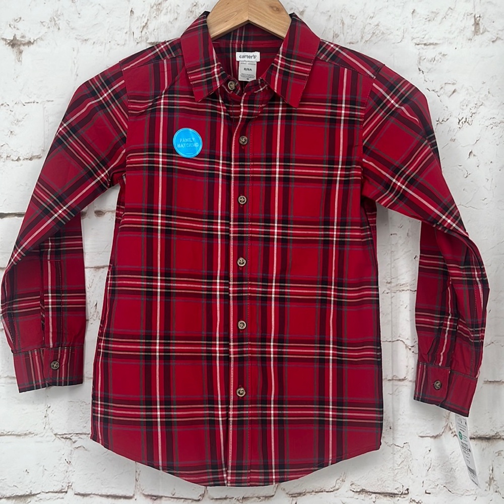 🆕Carter’s Boys Tartan Plaid Shirt, Size 8